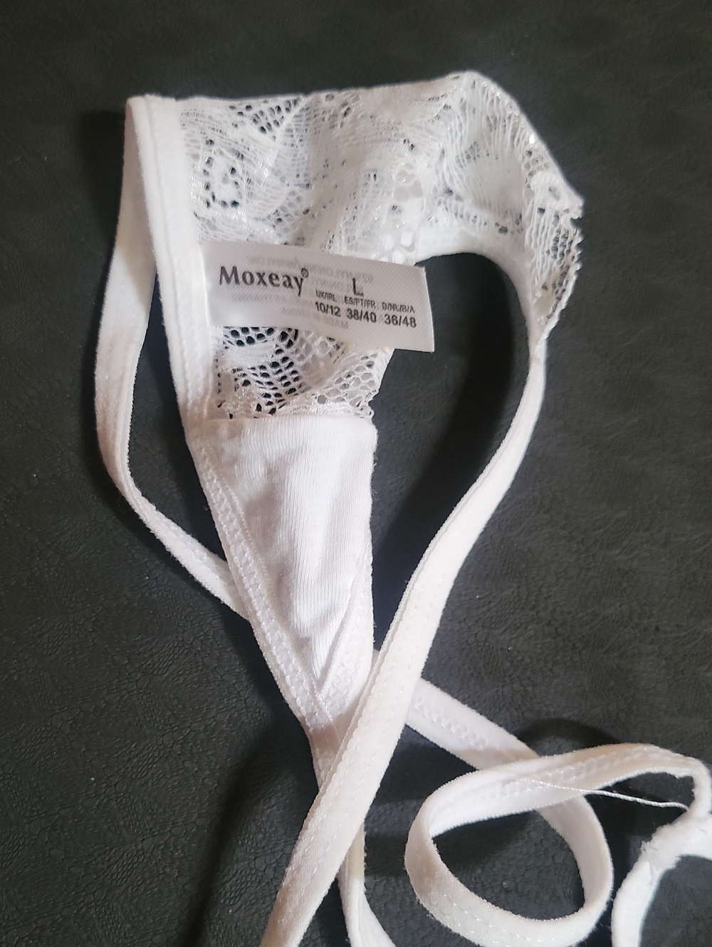 Lace String Thong Panty in White L - Picture 4 of 4